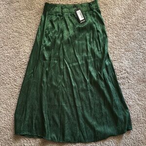 Nasty Gal Green Pleated A-Line Midi Skirt Cocktail